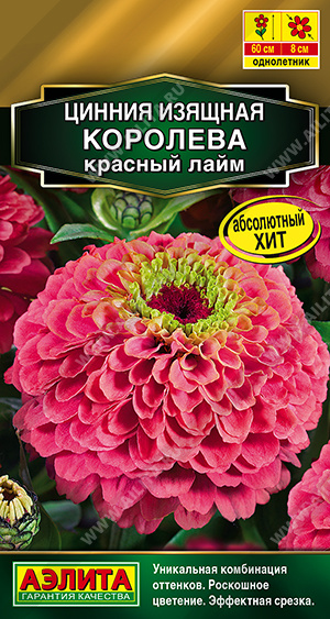 Цинния Королева красный лайм однолетник 5шт (Аэлита)