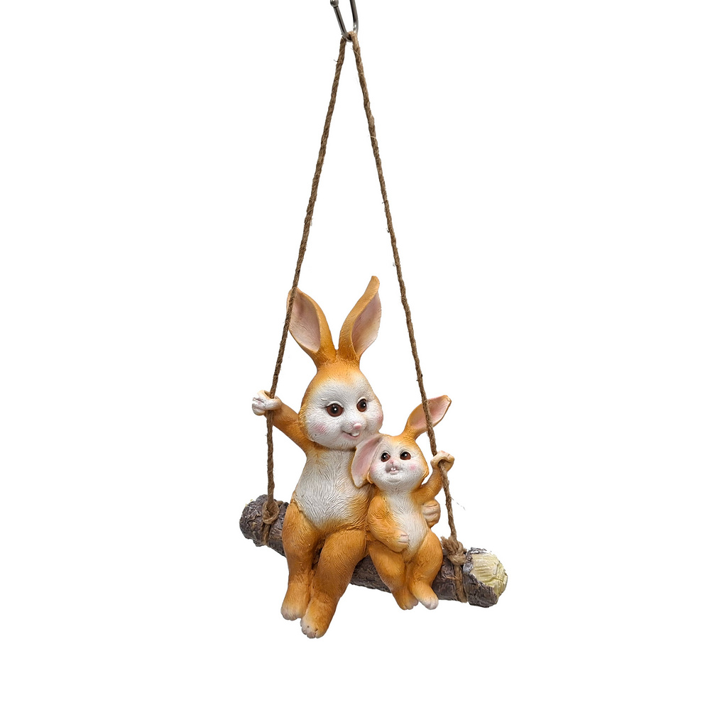 Садовая фигура Зайки на качелях SBDSD1-18 30см (Сиб Сад)(24шт)