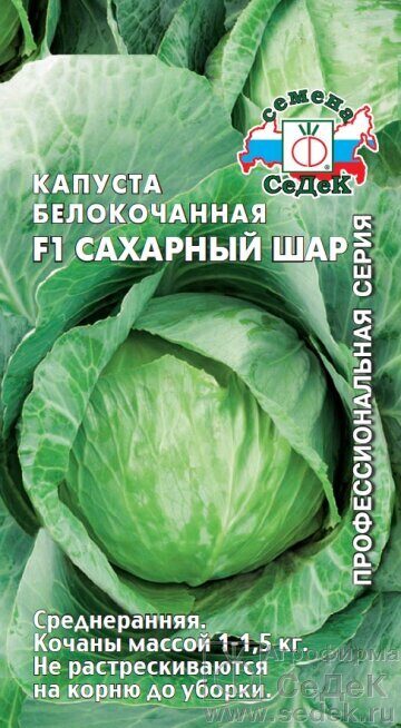 Капуста белокочанная Сахарный шар F1 0,05г (Седек)