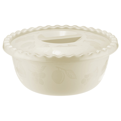 Миска 3л с крышкой круглая белый ротанг 1316 (М-пласт)(35шт) 