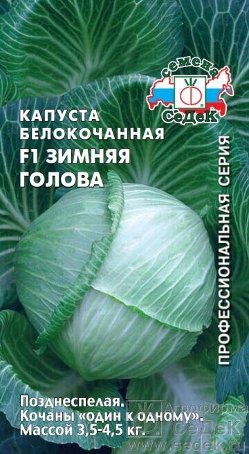 Капуста белокочанная Зимняя Голова F1 0,1г (Седек)