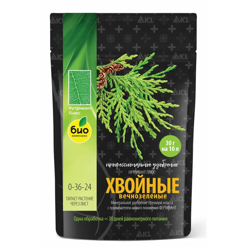 Нутривант Плюс Хвойные вечнозелёные NPK: 0-36-24 150г (Биокомплекс)