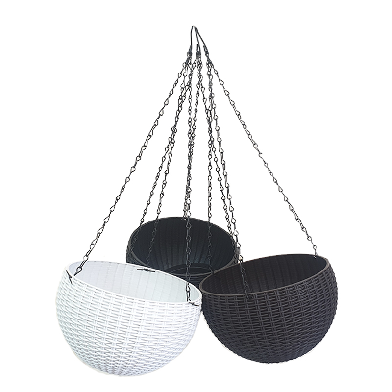 Подвесной горшок 3,5л SBO-254 ротанг в ассортименте 22*13 на цепях (Сиб Сад)(48шт)
