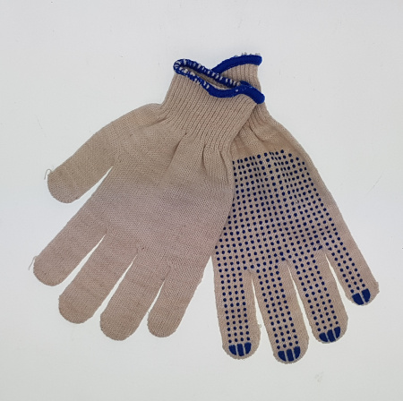 Перчатки х/б Люкс белые ПВХ (10шт)